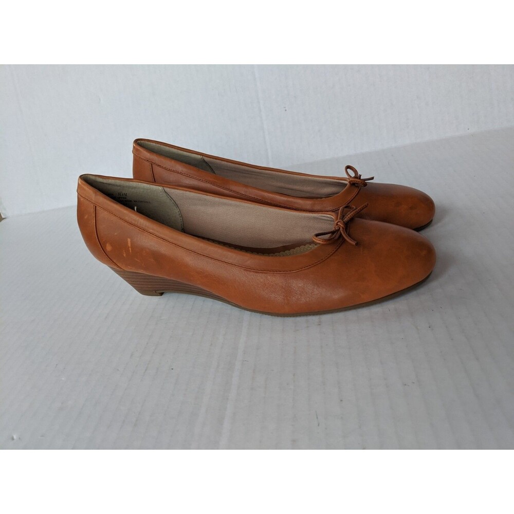 Markon  Shoes Womens 8.5 M  Wedge  Heels Loafers Leather Orange